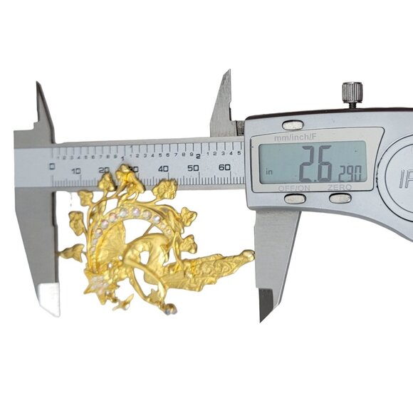 Kirk's Folly Gold Tone  Beautiful Fairy On A Crescent Moon Star Dangle Brooch - Picture 8 of 9